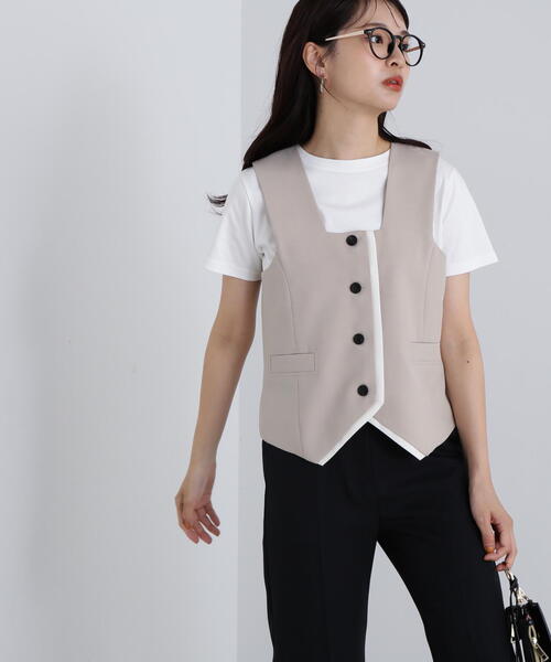 N.(N. Natural Beauty Basic)(エヌエヌナチュラルビューティーベーシック)の「◆スクエアフロントジレ(ベスト・レディース・ブラウン/ベージュ・MEDIUM)」の13枚目の写真