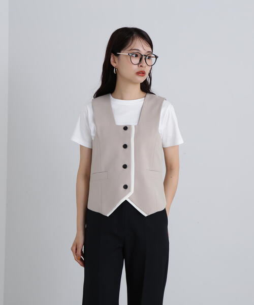 N.(N. Natural Beauty Basic)(エヌエヌナチュラルビューティーベーシック)の「◆スクエアフロントジレ(ベスト・レディース・ブラウン/ベージュ・MEDIUM)」の14枚目の写真
