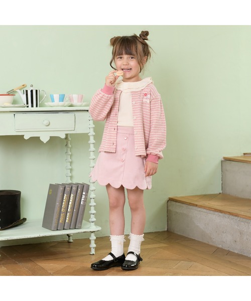 KP(ケーピー)の「ラメボーダー裏毛カーディガン(90~150)(カーディガン/ボレロ・キッズ・ピンク/ミント・90cm/100cm/120cm/130cm/110cm/140cm)」の3枚目の写真