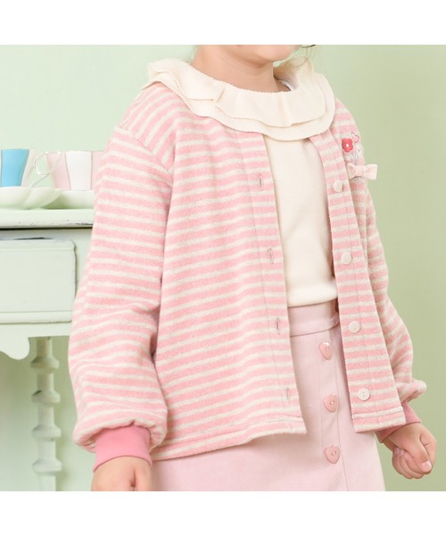 KP(ケーピー)の「ラメボーダー裏毛カーディガン(90~150)(カーディガン/ボレロ・キッズ・ピンク/ミント・90cm/100cm/120cm/130cm/110cm/140cm)」の5枚目の写真