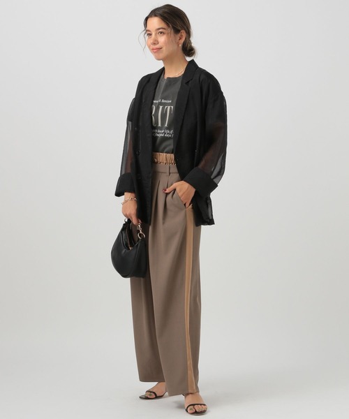 BAYFLOW（ベイフロー）の「[シワになりにくい]Wウエストワイドラインパンツ（その他パンツ・レディース・グレイッシュベージュ/チャコール/モカ・SMALL/MEDIUM）」の9枚目の写真