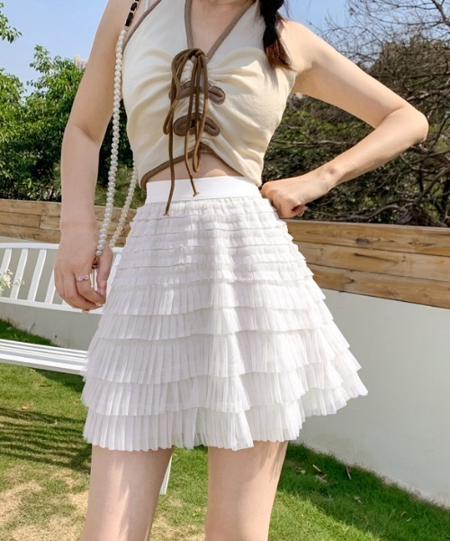 gossip!ロサンゼルス(ゴシップロサンゼルス)の「チュールフリルミニスカート(スカート・レディース・ブラック/ホワイト/ピンク/モカ・FREE)」の5枚目の写真