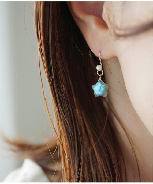 Meach.】14kgf/天然石ドロップチャーム/ピアス・イヤリング