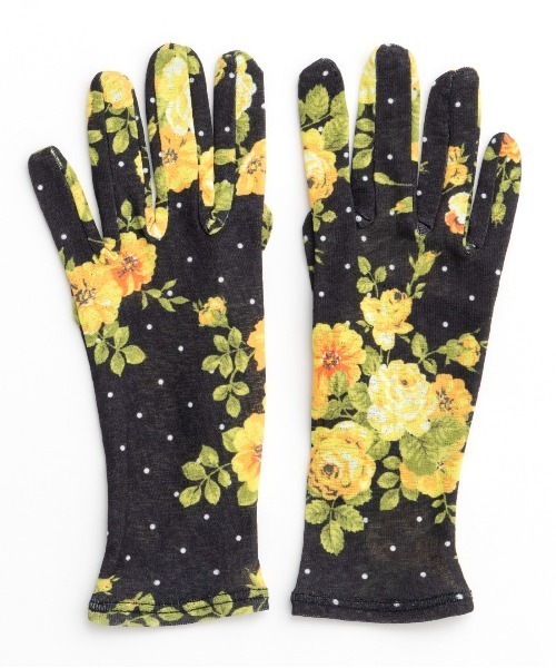 MAISON SPECIAL（メゾンスペシャル）の「Flower Dot Print Glove/フラワードットプリントグローブ【MAISON SPECIAL/メゾンスペシャル】（手袋・レディース・ブルー/イエロー・FREE）」の8枚目の写真