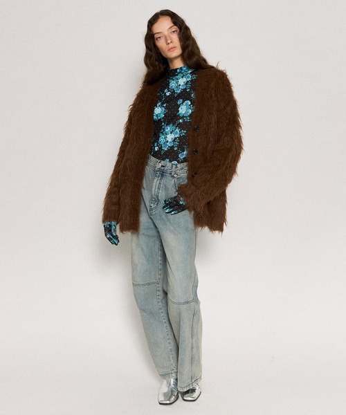 MAISON SPECIAL（メゾンスペシャル）の「Flower Dot Print Glove/フラワードットプリントグローブ【MAISON SPECIAL/メゾンスペシャル】（手袋・レディース・ブルー/イエロー・FREE）」の4枚目の写真