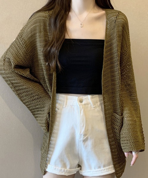 Amulet(アミュレット)の「透かし編みカーディガン(カーディガン/ボレロ・レディース・ベージュ/ホワイト/ブラウン・FREE)」の14枚目の写真