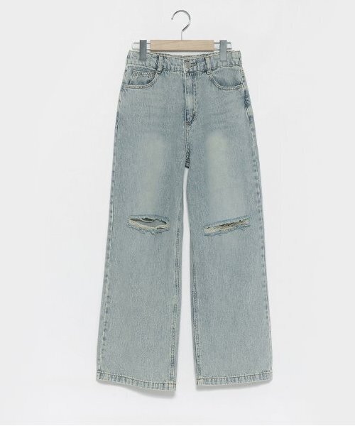 LOVETOXIC（ラブトキシック）の「【LTXC】ダメージロングパンツ（デニムパンツ・キッズ・サックスブルー/グレー/ネイビー/ブルー・L/S/M）」の21枚目の写真