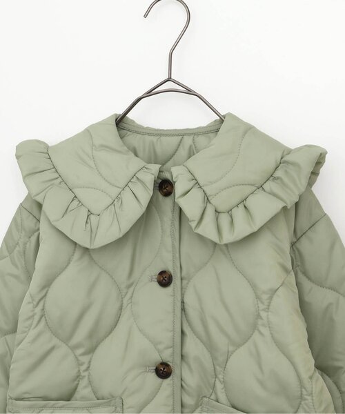 p.premier(ピードットプルミエ)の「フリルトリムカラーキルティングアウター(ダウンジャケット/コート・キッズ・ミント/ブラック・80/90/100/110/120/130/140)」の5枚目の写真