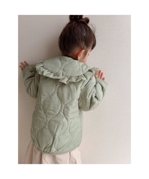 p.premier(ピードットプルミエ)の「フリルトリムカラーキルティングアウター(ダウンジャケット/コート・キッズ・ミント/ブラック・80/90/100/110/120/130/140)」の13枚目の写真