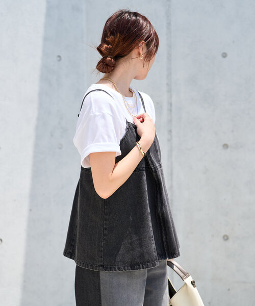 un dix cors（アンディコール）の「デニムファスナービスチェ（キャミソール・レディース・ブルー/ブラック・M/L）」の5枚目の写真