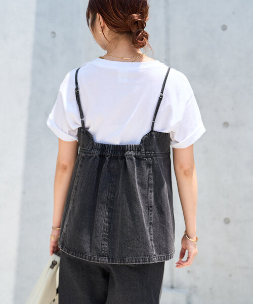 un dix cors（アンディコール）の「デニムファスナービスチェ（キャミソール・レディース・ブルー/ブラック・M/L）」の6枚目の写真