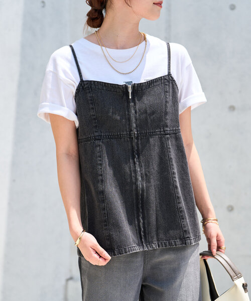 un dix cors（アンディコール）の「デニムファスナービスチェ（キャミソール・レディース・ブルー/ブラック・M/L）」の7枚目の写真