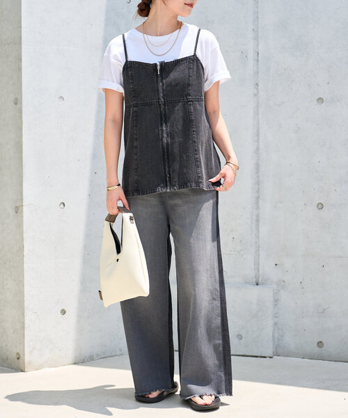 un dix cors（アンディコール）の「デニムファスナービスチェ（キャミソール・レディース・ブルー/ブラック・M/L）」の8枚目の写真