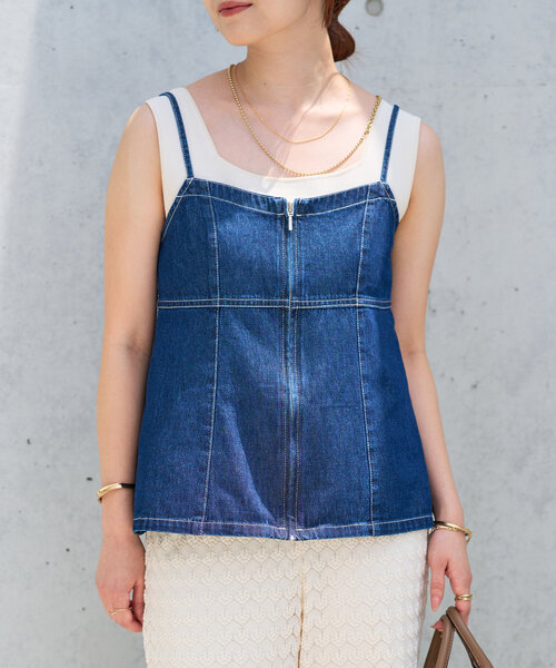 un dix cors（アンディコール）の「デニムファスナービスチェ（キャミソール・レディース・ブルー/ブラック・M/L）」の13枚目の写真