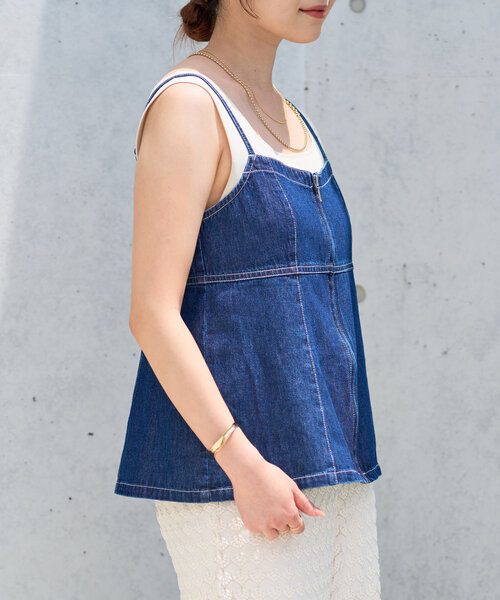 un dix cors（アンディコール）の「デニムファスナービスチェ（キャミソール・レディース・ブルー/ブラック・M/L）」の15枚目の写真