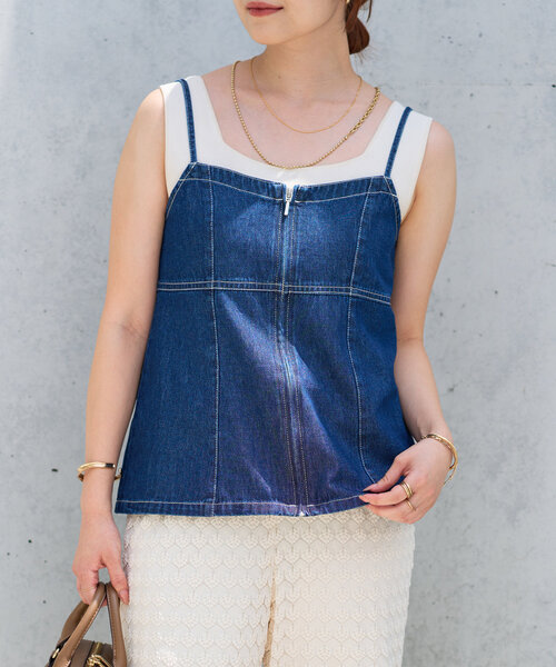 un dix cors（アンディコール）の「デニムファスナービスチェ（キャミソール・レディース・ブルー/ブラック・M/L）」の17枚目の写真