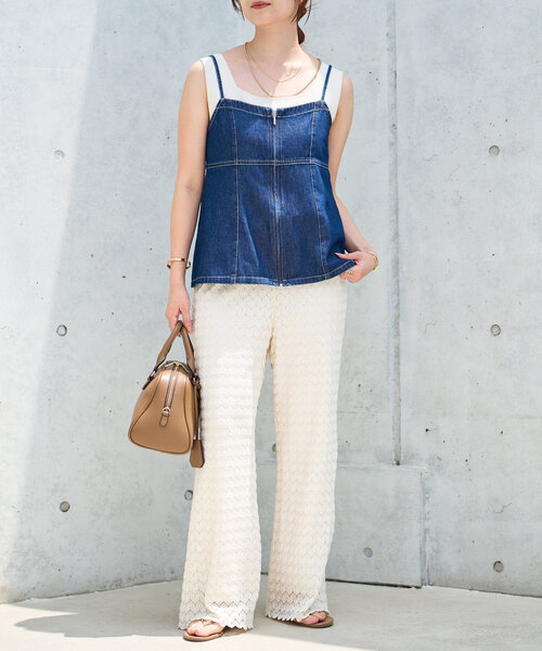 un dix cors（アンディコール）の「デニムファスナービスチェ（キャミソール・レディース・ブルー/ブラック・M/L）」の21枚目の写真