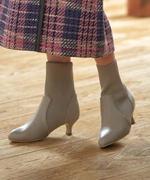 【23.0~24.5cm】リブポインテッド ブーツ