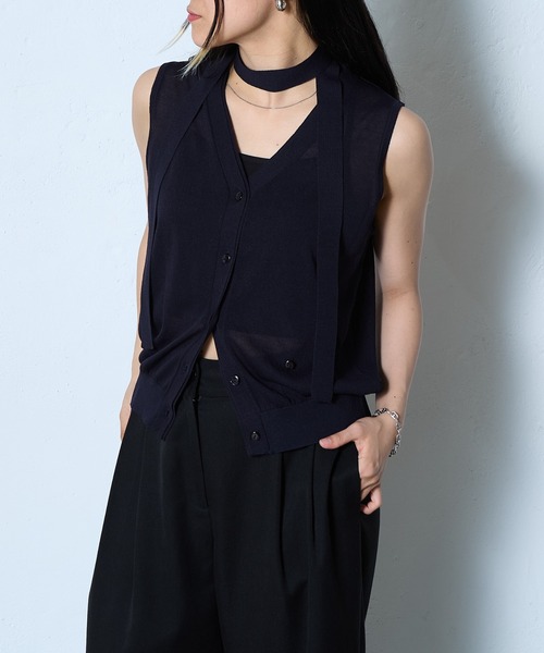 COLONY 2139（コロニートゥーワンスリーナイン）の「WEB・一部店舗限定 / チョーカー付2WAYニッベスト（ベスト・レディース・ネイビー/チャコールグレー/グレイッシュベージュ・FREE）」の12枚目の写真