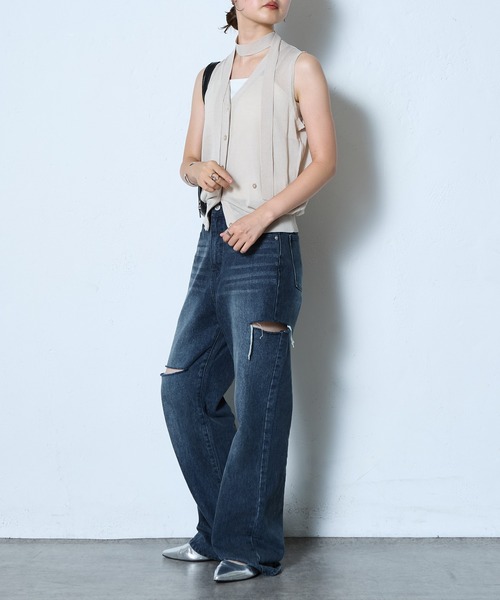 COLONY 2139（コロニートゥーワンスリーナイン）の「WEB・一部店舗限定 / チョーカー付2WAYニッベスト（ベスト・レディース・ネイビー/チャコールグレー/グレイッシュベージュ・FREE）」の11枚目の写真