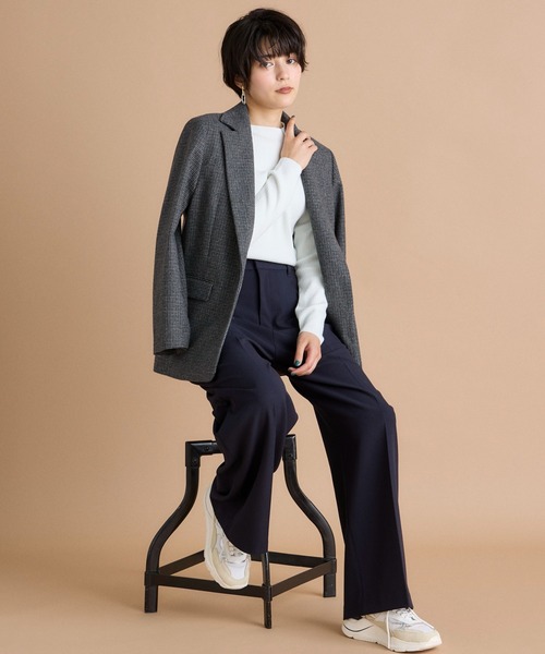 INED CLARO（イネドクラロ）の「TRストレッチワイドパンツ【セットアップ対応】（その他パンツ・レディース・ネイビー/ブラウン/サンドグレー・11号/9号）」の5枚目の写真