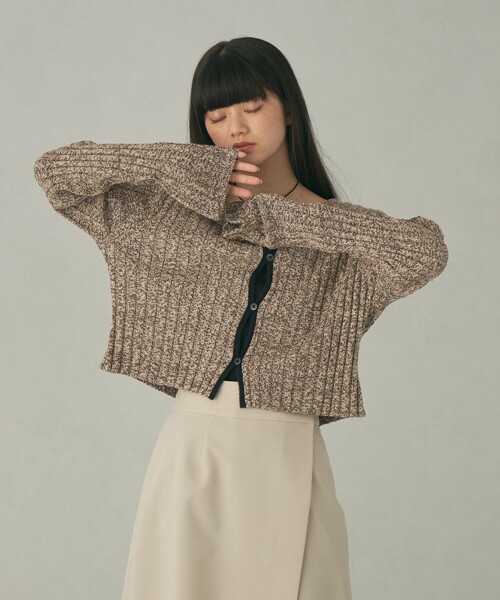 EMMEL REFINES（エメルリファインズ）の「＜EMMEL REFINES＞EM メランジリブ 2WAY ニットプルオーバー（ニット/セーター・レディース・オフホワイト/ダークブラウン・FREE）」の5枚目の写真