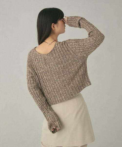 EMMEL REFINES（エメルリファインズ）の「＜EMMEL REFINES＞EM メランジリブ 2WAY ニットプルオーバー（ニット/セーター・レディース・オフホワイト/ダークブラウン・FREE）」の6枚目の写真