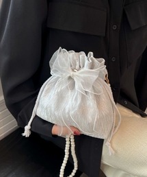レースリボン パールショルダーバッグ/巾着