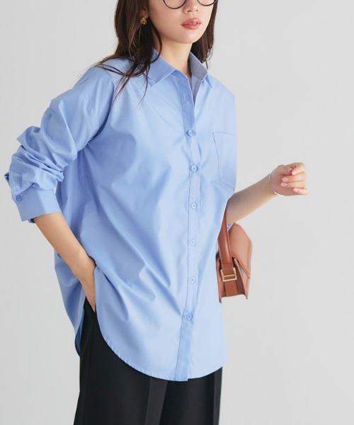 Pierrot（ピエロ）の「2wayバックスタイルオーバーシャツ（シャツ/ブラウス・レディース・オフホワイト/ブルー・M/L）」の2枚目の写真