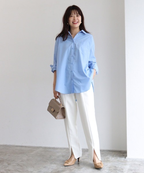 Pierrot（ピエロ）の「2wayバックスタイルオーバーシャツ（シャツ/ブラウス・レディース・オフホワイト/ブルー・M/L）」の5枚目の写真