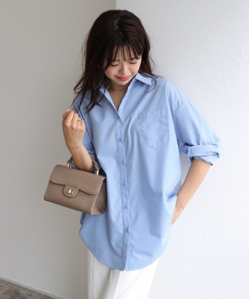 Pierrot（ピエロ）の「2wayバックスタイルオーバーシャツ（シャツ/ブラウス・レディース・オフホワイト/ブルー・M/L）」の3枚目の写真