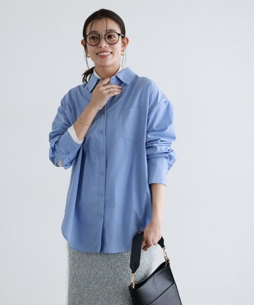 Pierrot（ピエロ）の「2wayバックスタイルオーバーシャツ（シャツ/ブラウス・レディース・オフホワイト/ブルー・M/L）」の11枚目の写真