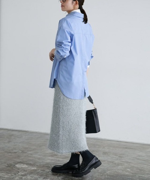 Pierrot（ピエロ）の「2wayバックスタイルオーバーシャツ（シャツ/ブラウス・レディース・オフホワイト/ブルー・M/L）」の12枚目の写真