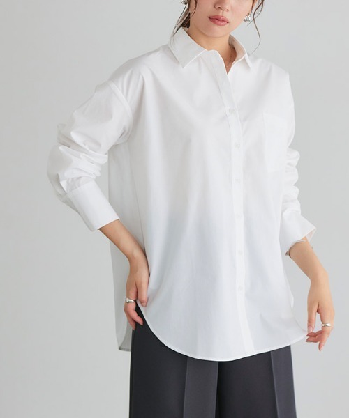 Pierrot（ピエロ）の「2wayバックスタイルオーバーシャツ（シャツ/ブラウス・レディース・オフホワイト/ブルー・M/L）」の6枚目の写真