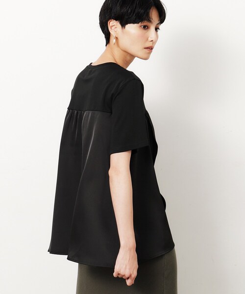 OPAQUE.CLIP(オペークドットクリップ)の「◆サテンドッキングカットソー【洗濯機洗い可】(Tシャツ/カットソー・レディース・ブラック/ライトベージュ・40/38/36)」の7枚目の写真