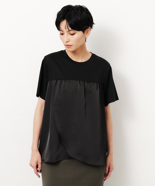 OPAQUE.CLIP(オペークドットクリップ)の「◆サテンドッキングカットソー【洗濯機洗い可】(Tシャツ/カットソー・レディース・ブラック/ライトベージュ・40/38/36)」の11枚目の写真