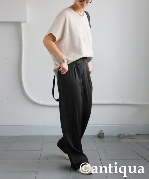 antiqua(アンティカ)の「タックパンツ(その他パンツ・レディース・ベージュ/ブラック/グレー・ONESIZE)」の5枚目の写真
