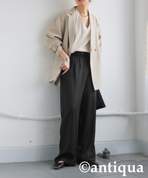 antiqua(アンティカ)の「タックパンツ(その他パンツ・レディース・ベージュ/ブラック/グレー・ONESIZE)」の8枚目の写真
