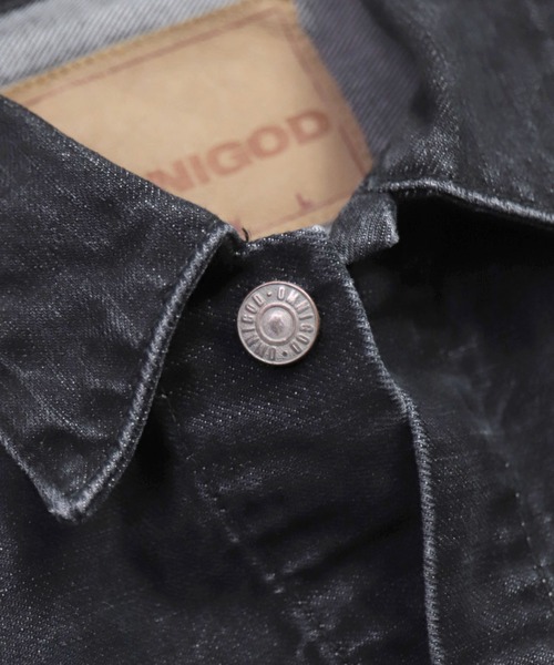 OMNIGOD（オムニゴッド）の「[OMNIGOD mens / オムニゴッド] 14ozセルヴィッチブラックデニム サードタイプジャケット（デニムジャケット・メンズ・ブラック・2/3/4）」の11枚目の写真