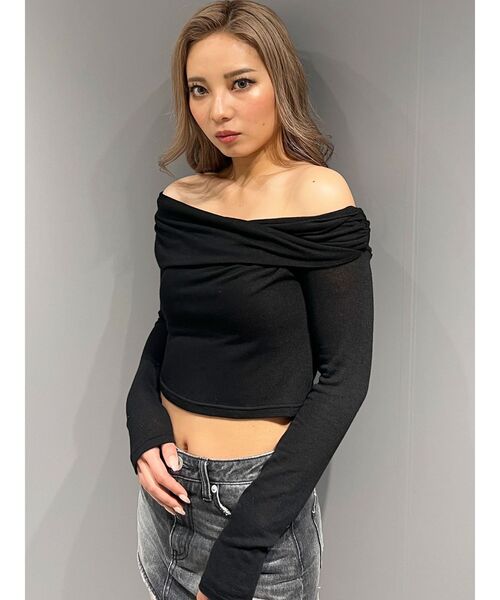 GYDA（ジェイダ）の「アシンンメトリーオフショルトップス（Tシャツ/カットソー・レディース・ブラック/グレー・FREE）」の20枚目の写真