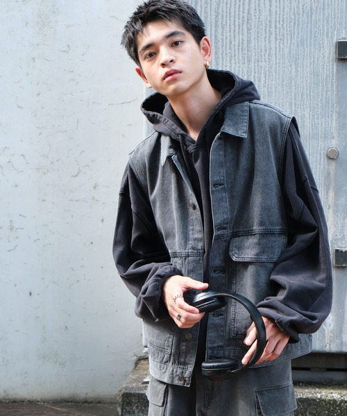 WEGO（ウィゴー）の「WEGO/デニムベスト（デニムジャケット・メンズ・ブラック系3・LARGE/MEDIUM）」の6枚目の写真