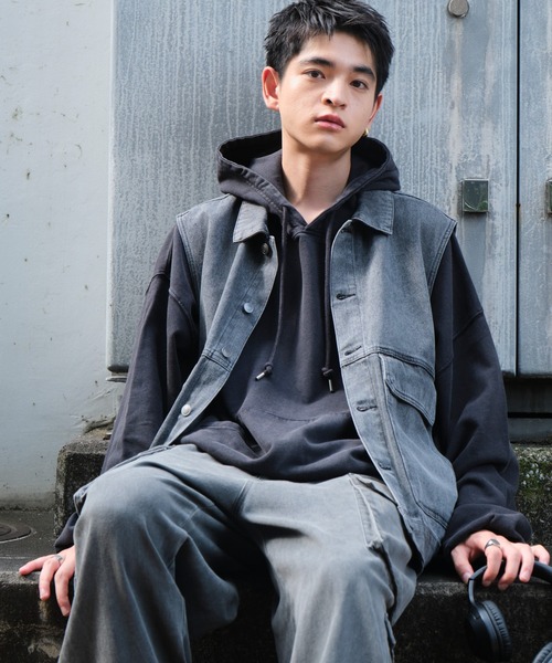 ベスト デニムジャケット M〜3XL ウォッシュド セール】WEGO/デニムベスト(デニムジャケット)|WEGO