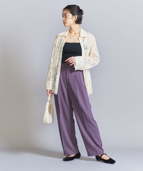 【セール】【WEB限定】バックゴム ツイル タックワイドパンツ -ウォッシャブル-（その他パンツ）｜BEAUTY&YOUTH UNITED ARROWS（ビューティーアンドユースユナイテッドアローズ）