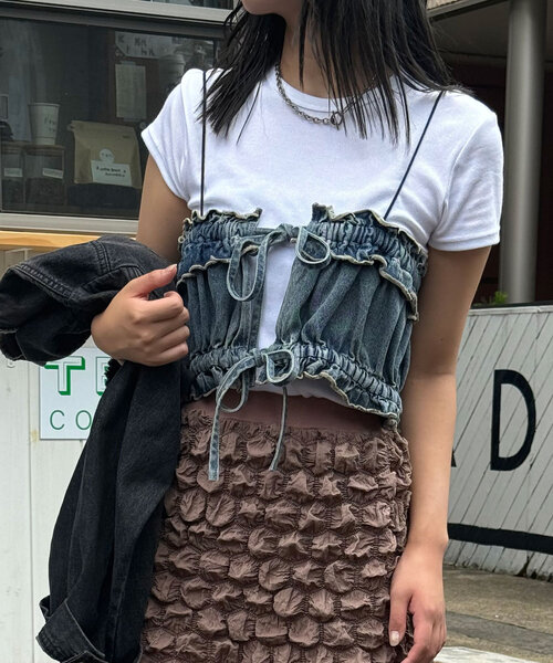 CIAOPANIC（チャオパニック）の「オーバーダイデニムシャーリングビスチェ（シャツ/ブラウス・レディース・ブルー・ONE SIZE）」の16枚目の写真