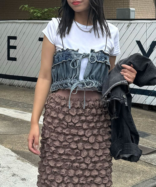 CIAOPANIC（チャオパニック）の「オーバーダイデニムシャーリングビスチェ（シャツ/ブラウス・レディース・ブルー・ONE SIZE）」の17枚目の写真