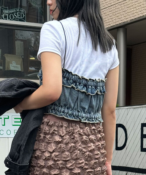 CIAOPANIC（チャオパニック）の「オーバーダイデニムシャーリングビスチェ（シャツ/ブラウス・レディース・ブルー・ONE SIZE）」の18枚目の写真