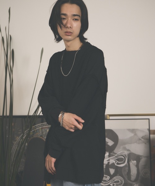 リメイクライク ダメージスウェット クルーネック トレーナー