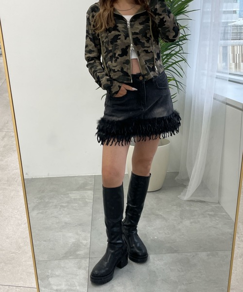 dispark(ディスパーク)の「DISPARK/フリンジファーミニスカパン(スカート・レディース・ブラック/ブルー系1・FREE)」の9枚目の写真