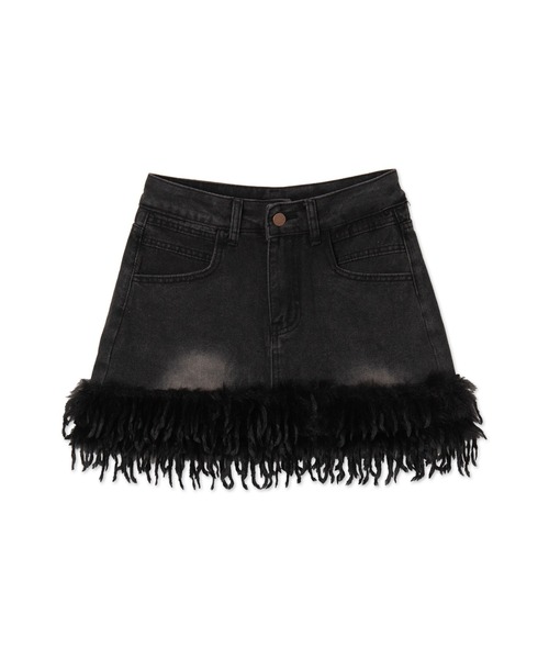 dispark(ディスパーク)の「DISPARK/フリンジファーミニスカパン(スカート・レディース・ブラック/ブルー系1・FREE)」の15枚目の写真