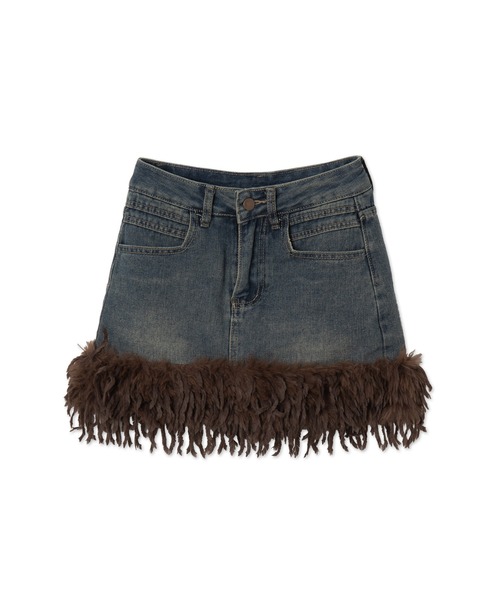 dispark(ディスパーク)の「DISPARK/フリンジファーミニスカパン(スカート・レディース・ブラック/ブルー系1・FREE)」の3枚目の写真